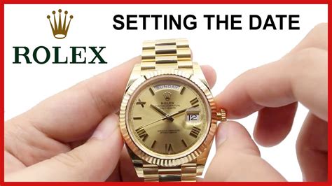 how to set a rolex oyster perpetual day date|adjust date on rolex datejust.